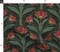 Art Deco Floral Red Green Botanical Bold Retro Flowers Traditional Elegant Custom Printed Fabric by Spoonflower Various Fabrics by the Yard or Fat Quarter